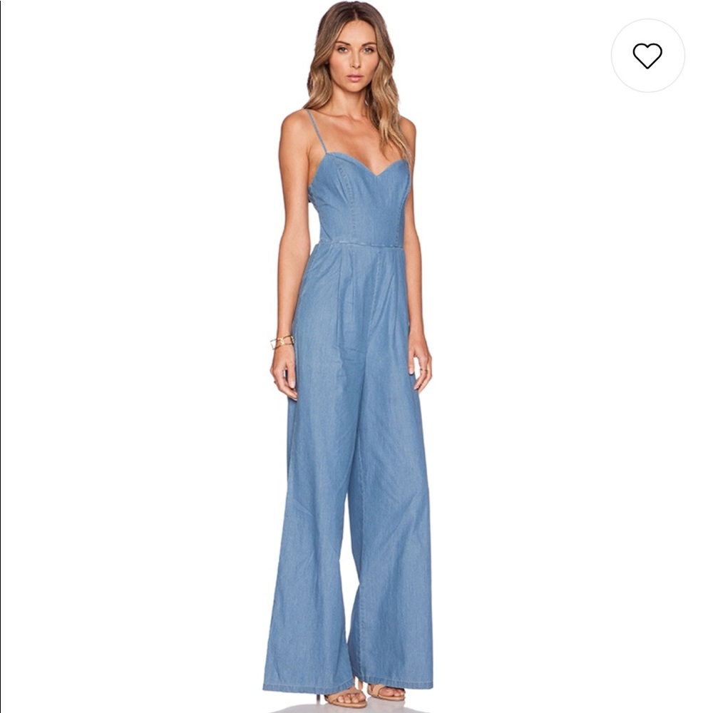 Lovers and Friends Blue Jean romper from Revolve